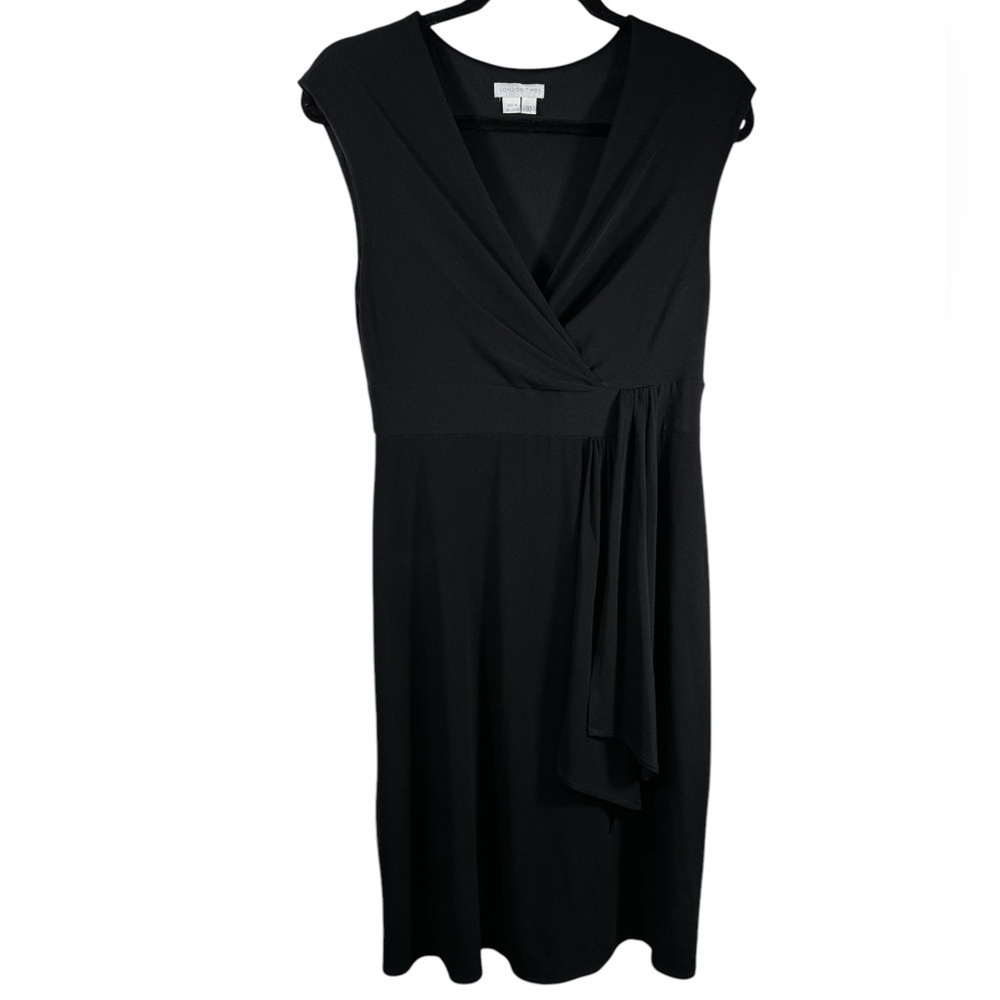 London Times Black Timeless Slimming V Neck Lined Spring Dress Women's Sz 10